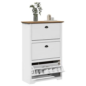 Berkfield Home Shoe Rack BODO White & Brown 80x35x118 cm | Size: 80 x 35 x 118 cm