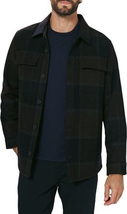 7 Diamonds Windowpane Check Wool Blend Button-Up Overshirt in Indigo at Nordstrom, Size Xx-Large