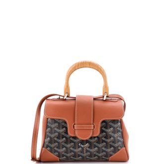 Goyard Saigon Top Handle Bag Coated Canvas with Leather Mini
