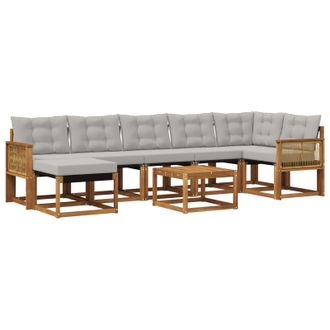 vidaXL Conjunto De Sof&aacute;s De Exterior 8 Pcs Natural Y Gris Claro Vidaxl