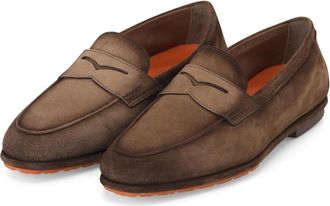 Santoni Loafers - Heren - Loafers - Bruin - 45 EU - Leer - Schoenen