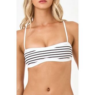 L*Space Madison Rib Bikini Top in Sail Along Stripe at Nordstrom, Size X-Large