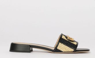 Valentino Garavani Mules VLogo Signature Valentino Garavani in rafia a righe e pelle