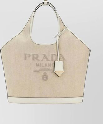 Prada round top handles geometric logo detail bag