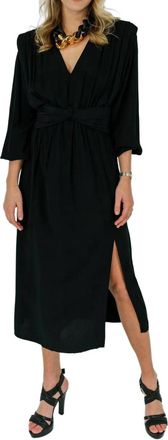 Scotch & Soda Draped Midi Bdress In Black