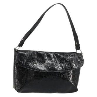 Ferragamo Pre-owned Shoulder Bags, female, Black, Size: ONE SIZE Pre-owned Patent Leather Shoulder Bag