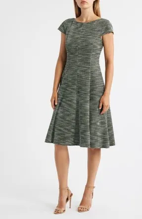 Eliza J Cap Sleeve Fit & Flare Dress in Olive at Nordstrom Rack, Size 16