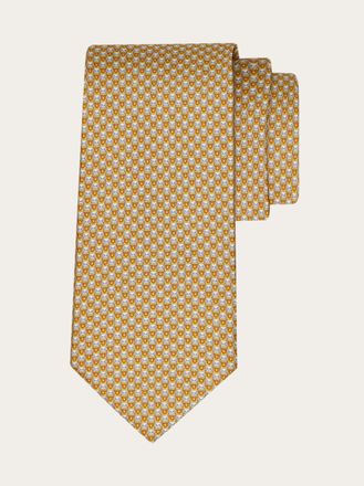 Ferragamo Men Gancini letter print silk tie Yellow