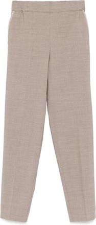 D.exterior Lichtbruine wollen elastische taillebroek - Dames - Slim Fit Broeken - Bruin - M - Wol - Broeken