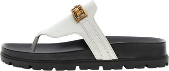Guess Flip Flops, female, White, Size: 8 US Farron Leather Thong Sandals
