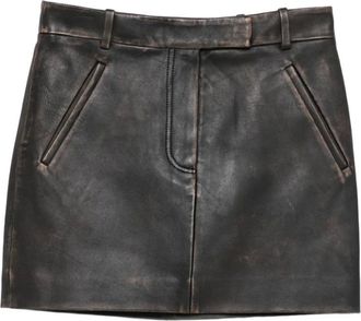 Tela Rokken, Dames, Zwart, S, Leer, Stijlvolle Rok in Diverse Kleuren