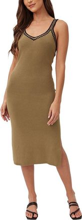 Bella Dahl Crocheted Trim V-Neck Linen-Blend Midi Dress