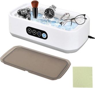 No Brand Limpiador Ultras&oacute;nico - Limpiador De Joyas - Limpieza R&aacute;pida - Limpieza Integral De 360&deg; - Dep&oacute;sito De Agua De 650 Ml - Blanco