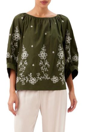 Karen Kane Eyelet Embroidered Top in Olive at Nordstrom, Size X-Small