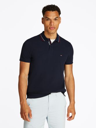Tommy Hilfiger Poloshirt TOMMY HILFIGER PLACKET INTEREST REG POLO, Herren, Gr. 3XL, blau (desert sky), Jersey, Obermaterial: 96% Baumwolle, 4% Elasthan, Rippb&uuml;ndchen