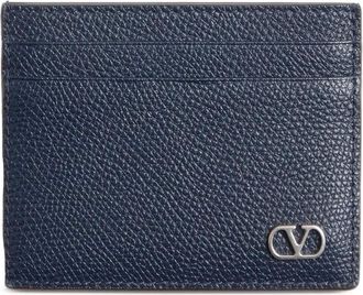 Valentino Garavani grained VLogo Signature card holder - men - Calf Leather - One Size - Blue