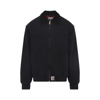 Carhartt Work in Progress Black Corduroy Collar Logo Jacket