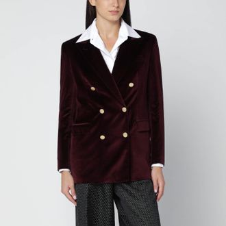 Tagliatore Bordeaux Velvet Double Breasted Jacket