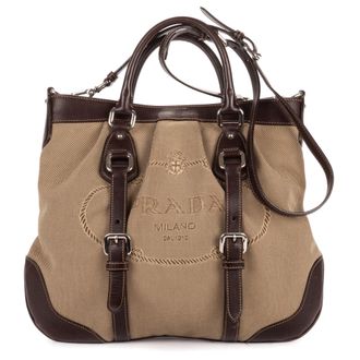 Prada Jacquard Two Straps Tote schoudertas