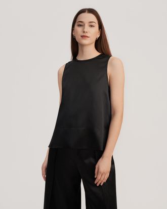 LilySilk Elegant Round Neck Silk Tank Tops