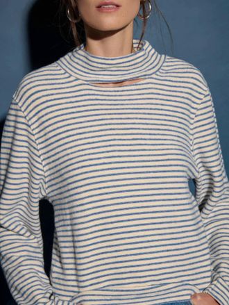 Nation Ltd Delphine Tossed Stripe Sweatshirt In Adriatic