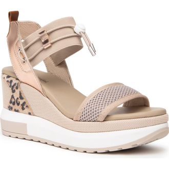 Nero Giardini Bungee Platform Wedge Sandal in Taupe /Rose Gold at Nordstrom, Size 10Us
