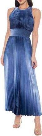 OLEG CASSINI Pleated Ombre Midi Dress in Navy/Periwinkle at Nordstrom Rack, Size X-Large