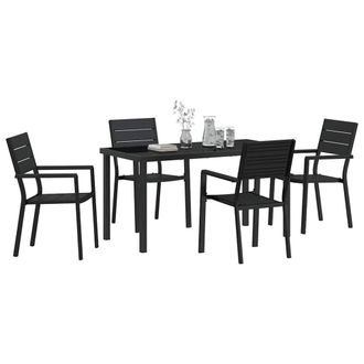 Berkfield Home Modern 5 Piece Garden Dining Set Black HDPE