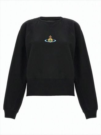 Vivienne Westwood Cropped Black Long-Sleeve Sweatshirt With Embroidered Emblem