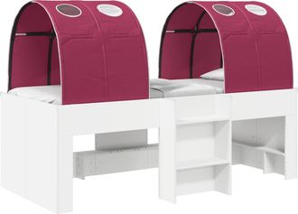 vidaXL Cama Con T&uacute;nel 3 Uds. Blanco Y Rojo Madera De Ingenier&iacute;a Vidaxl
