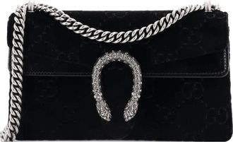 Gucci Dionysus Bag GG Velvet with Crystal Embellished Metal Small crossbody bag - women - Velvet - One Size - Black