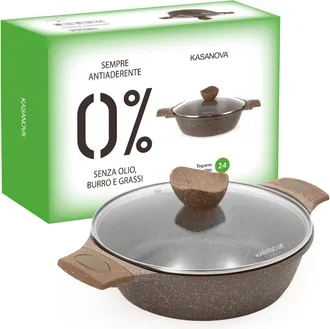 KASANOVA 0% grassi tegame 24 cm, con coperchio