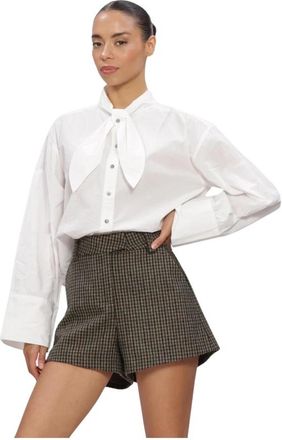 Ruby Tuesday Dames Blouses Karmel Poplin Shirt With Bow Collar - Dames - Overhemden - Wit - S - Leer - Overhemden