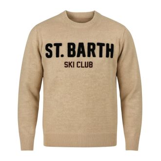 MC2 Saint Barth Round-neck Knitwear, male, Beige, M, Round-Neck Jumper Ski Club
