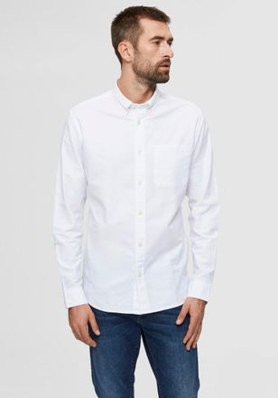 Selected Langarmhemd SELECTED SLHREGRICK-OX SHIRT LS NOOS, Herren, Gr. XXL, N-Gr, weiss (wei&szlig;), Web, Obermaterial: 97% Baumwolle, 3% Elasthan, unifarben, regul