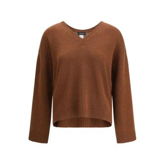 Fabiana Filippi Cashmere Knitwear, female, Brown, L, Cashmere V-Neck Jumper