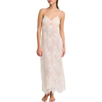 Rya Collection Giselle Lace & Chiffon Gown in Blush at Nordstrom Rack, Size Large
