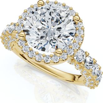 Pompeii3 Certified 3 1/5Ct Pave Diamond Engagement Ring 14k Gold Lab Grown