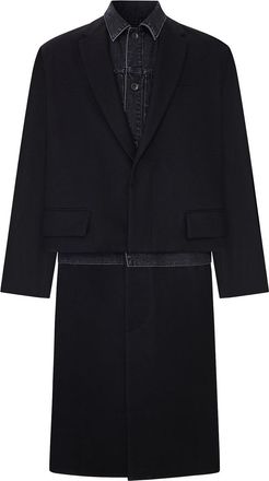 sacai Panelled Coat With Denim Insert