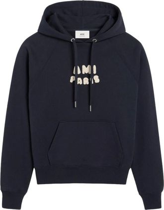 Ami Hoodies & sweatvesten, Heren, Blauw, XS, Katoen, Hoodie met zak