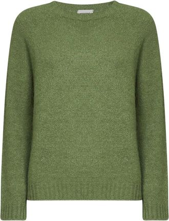 Max Mara Round-neck Truien - Dames - Ronde hals truien - Groen - L - Katoen - Truien & Vesten