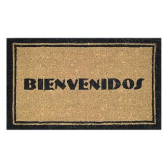Imports Decor Bienvenidos Coir Door Mat, Handwoven Coconut Fiber Welcome Doormat, Weather Resistant Indoor Outdoor Entrance Rug