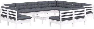 vidaXL Muebles De Jard&iacute;n 13 Pzas Con Cojines Blanco Madera Maciza Pino Vidaxl