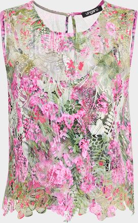 Emanuel Ungaro Printed Floral Lace Blouse