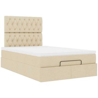 vidaXL Estructura De Cama Otomana Colch&oacute;n Tela Crema 120x190 Cm Vidaxl
