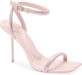 Alexander Wang Julie Crystal Logo Ankle Strap Sandal in Light Pink at Nordstrom, Size 40.5