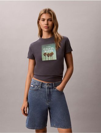 Calvin Klein Jeans Calvin Klein Womens Palm Tree Logo Graphic T-Shirt - Dark Grey - XL