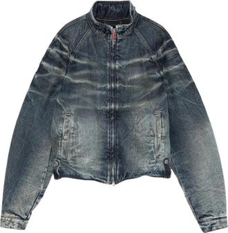 Diesel Denim Jack met vervaagd effect en raglanmouwen - Dames - Jassen - Blauw - Maat: XS Denim
