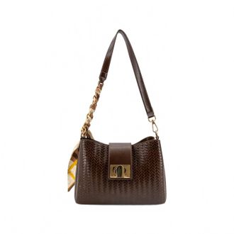 Like Dreams Womens Sabine Woven Scarf Crossbody Bag In Chocolate Brown