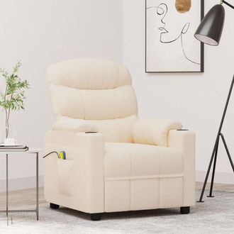 vidaXL Sill&oacute;n De Masaje De Tela Color Crema Vidaxl